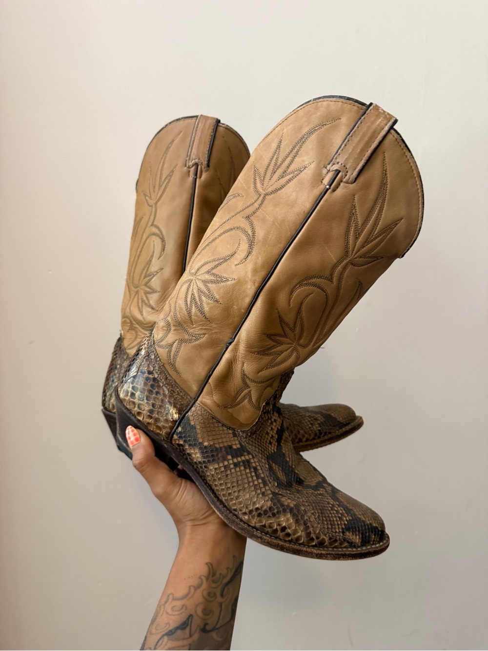 Vintage Python Snakeskin Cowboy Boots | USA Made - Picture 8 of 12